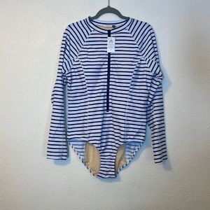 Long sleeve stripped cabana life swim suit spf 50